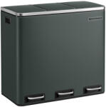 SONGMICS LTB54GS 3 rekeszes szelektív hulladékgyűjtő pedálos kukával acél antracitszürke soft-close fedéllel (EUZ-LTB54GSV1)