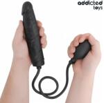  Dildo Gonflabil, Silicon Premium, Dimensiune Ajustabila, Negru, 19.5 cm Dildo