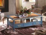 Settimo Masuta cafea Forte din lemn masiv 130x70 cm, 4 sertare si 2 polite extractibile, stil clasic italian (EU391) Masa de cafea