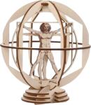 Dahimo Puzzle 3D, mecanic, din lemn, Omul vitruvian mic rotativ, 22 piese (G17)