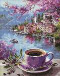 Ideyka Set goblen cu diamante, cu sasiu, Cafea in tonuri de mov, 40x50 cm (AMO20286)