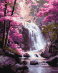 Ideyka Set pictura pe numere, cu sasiu, Cascada din padurea roz, 40x50 cm (KHO6452)