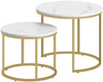 FDY Set 2 Masute Cafea Rotunde Klips Finisaj Marmura - Auriu Masa de cafea