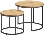 FDY Set 2 Masute Cafea Rotunde Klips Stejar Masa de cafea