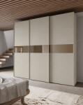 Santalucia Mobili PRATICO Гардероб tris 275 см с 3 Плъзгащи Врати и Огледални Елементи Бронзе - Светло Сиво (clay light) (nb7t36claylight)