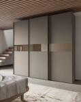 Santalucia Mobili PRATICO Гардероб tris 275 см с 3 Плъзгащи Врати и Огледални Елементи Бронзе - Тъмно Сиво (eco pepe) (nb7t36ecopepe)