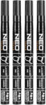 NEO TOOLS Set 4 markere permanente pentru constructii NEO TOOLS, negre, rezistente la apa (13-852)