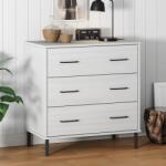 vidaXL Сайдборд с 3 чекмеджета бял 77x40x79, 5 см масивно дърво OSLO (350981)