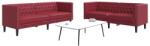 vidaXL Set canapele Chesterfield cu 2 locuri rosu vin piele eco. GartenMobel Dekor (3209278) Canapea