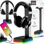 Renew Force Fejhallgató Akasztó Állvány 2xUSB Gamer Strapabíró Alap Rgb Minőség (DLA GRACZA GAMING ŚWIATŁO LED WIESZAK SOLIDNY)