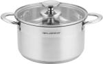 FLORINA stainless steel pot 6 l, 24 cm diameter, energy-saving cooking pot, FALCON, pot with glass lid and measuring scale, 3-layer base, even heat distribution, ideal for all types of stoves - 5G1044