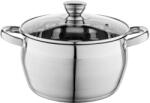 FLORINA Oliver 24 cm 6 L stainless steel pot with glass lid | For induction, gas, electric, ceramic | Measuring scale inside | Dishwasher safe | Heat-resistant lid | Durable & robust - 5G1029