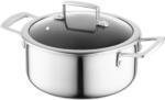 FLORINA ARISTO stainless steel pot with glass lid 4.5l 24 cm diameter | For induction, gas, electric, ceramic stoves | With honeycomb effect | You can bake it in the oven | Heat-resistant lid - 5G0057