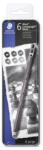 STAEDTLER Creioane grafice, set, hexagonale, cutie metalică, STAEDTLER "Mars Lumograph 100B", 6 tipuri de duritate, negru, 6 buc