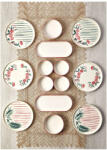 Hermia Brunch készlet, 14 darabos, zöld-virágos (430KSV1380)