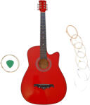 DEPOX Chitara clasica din lemn DEPOX®, Red Raven, 95 cm, model Cutaway, rosie, corzi otel, pana inclusa (1911)