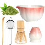  Mattha rózsaszín 450ml-es kerámia főzőkészlet szűrővel és kanállal (różowoy matcha 450ml)