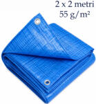  Prelata impermeabila 2x2 m, 55 g/mp, inele aluminiu, polietilena durabila (WM55.2x2.BLUE)