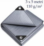  Prelata ranforsata 3x5 m, impermeabila, pentru curte si gradina, rezistenta la inghet, 110 g/mp (WM110.3x5.GREY)