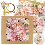 Bedee Mesterséges rózsák rózsaszín-lila díszdobozban esküvőre baby shower (Sztuczne róże w pudełku upominkowy)