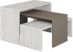 FDY Set 3 Masute Cafea Kannas Alb Antichizat- Grej 65x30x39cm Masa de cafea