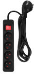 NEO TOOLS Prelungitor cu 4 prize, 1, 5 m, 3x1, 5 mm2, negru, cu întrerupator (90-184)