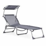 Sersimo Sezlong pliabil cu parasolar si spatar reglabil, 178x57 cm, 150 kg, gri (ML-ZRL007-GRAY)