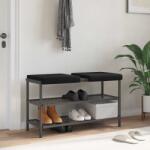 vidaXL Perna pentru banca 2 pcs Catifea Negru Adancime 35 cm GartenMobel Dekor (42043027)
