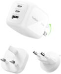 Belkin Incarcator USB-C Belkin 70W, 3 Porturi, Alb (WCH018hqWH)