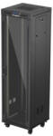 Lanberg FF01-6642-12BL 19" 42U SZÉL: 600mm MÉLY: 600mm MAG: 2097mm lapraszerelt LCD üvegajtós fekete álló rack szekrény (FF01-6642-12BL)