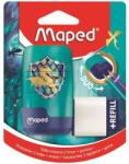 Maped Hegyező + Radír MAPED Connect Dragon 2 az 1-ben, 2 lyukú hegyező és radír, pótradírral, sárkány mintával