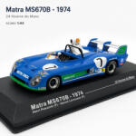ATLAS Macheta Matra MS670B 24H Le Mans 1974 H. Pescarolo, scara 1: 43, Atlas, vitrina plexiglas (2961)