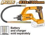INGCO Vibrator beton INGCO, 20V, 0-2500 RPM, frecventa vibrare 190Hz, tija 35x1200mm, compatibil acumulatori INGCO 20V, fara acumulator si incarcator (CCVLI202502)