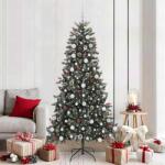 vidaXL Brad de Craciun artificial Verde 210 cm PVC si Plastic si Otel GartenMobel Dekor (3395895)