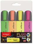 Keyroad Szövegkiemelő készlet vágott hegyű, lapos test 4 db/bliszter Keyroad Fluo neon színek (KR972163) - mystock
