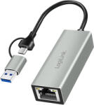 LogiLink Adaptor USB-C la Gigabit Ethernet Logilink 2-in-1 gri 1xLAN (ua0238b)