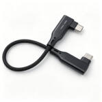 Prestige Charge Cablu USB-C la USB-C dublu unghi 90°, PRESTIGE CHARGE, 100W PD 3.0, SuperFastCharge 2.0, USB 3.2 20 Gbps, 4K 60Hz, laptop, înveliș textil premium, negru, 20 cm
