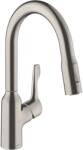 Hansgrohe Focus M43 - Mosogató csaptelep kihúzható zuhanyfejjel, rozsdamentes acél 71811800 (71811800)