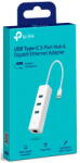 TP-Link Accesoriu server TP-Link LAN adapter UE330C, USB 3.2 Gen1 USB-C > 3x USB-A + RJ-45 white, Gigabit Ethernet (UE330C)