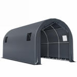 Outsunny Carport 3x6m, Garaj Portabil cu Ușă și Ferestre, Gri Închis | Aosom Romania (84C-788V00CG)