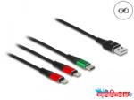 Delock 30 cm hosszú, USB töltő kábel 3 az 1 A-típusú apa 2 x Lightning -, es USB Type-C csatlakozáshoz (MD_87881)