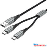 Vention USB-A/M -> 2*USB-C/M, 0, 5m, (3A, 60W), kábel (CQOHD) - nyomtassotthon