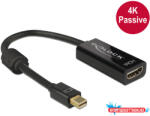 Delock Adapter mini Displayport 1.2-dugós csatlakozó > HDMI-csatlakozóhüvely 4K passzív, 20cm, fekete (MD_62613)