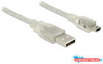 Delock USB 2.0-s kábel A-típusú csatlakozódugóval > USB 2.0 Mini-B csatlakozódugóval, 0, 5 m áttetsző (MD_83904)