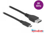 Delock Kétirányú USB Type-C - DisplayPort kábel (DP Alt Mode) 8K 60 Hz 1 m DP 8K ellenőrzött (MD_86038)