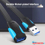 Vention KÁBEL Lapos USB3.0 Hosszabbító Kábel 1.5M Black (VAS-A13-B150)