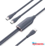 Vention USB 2.0 Type-C M to 2 Type-C M 5A kábel 1.5M Black Silicone Type (CTMBG)