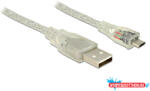 Delock USB 2.0-s kábel A-típusú csatlakozódugóval > USB 2.0 Micro-B csatlakozódugóval 2 m, áttetsző (MD_83901)