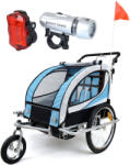 Funfit Kids 2 személyes Kerékpár utánfutó lengéscsillapítóval + Kocogó funkció - kék (3062)