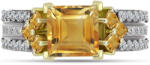  Arannyal Bevont Ezüst Gyűrű Rio Golden Citrinnel és Fehér Topázzal, Y65264/57